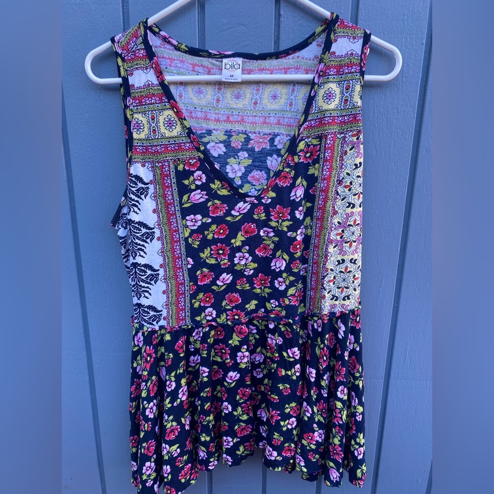Bila Multicolor Floral Patchwork Top